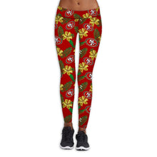 Load image into Gallery viewer, Carolina Panthers NFL Women Premium Fabric Legging Flower Allover Print Personalized Full Color Full Plus Size Best Gift Printed Logo Team